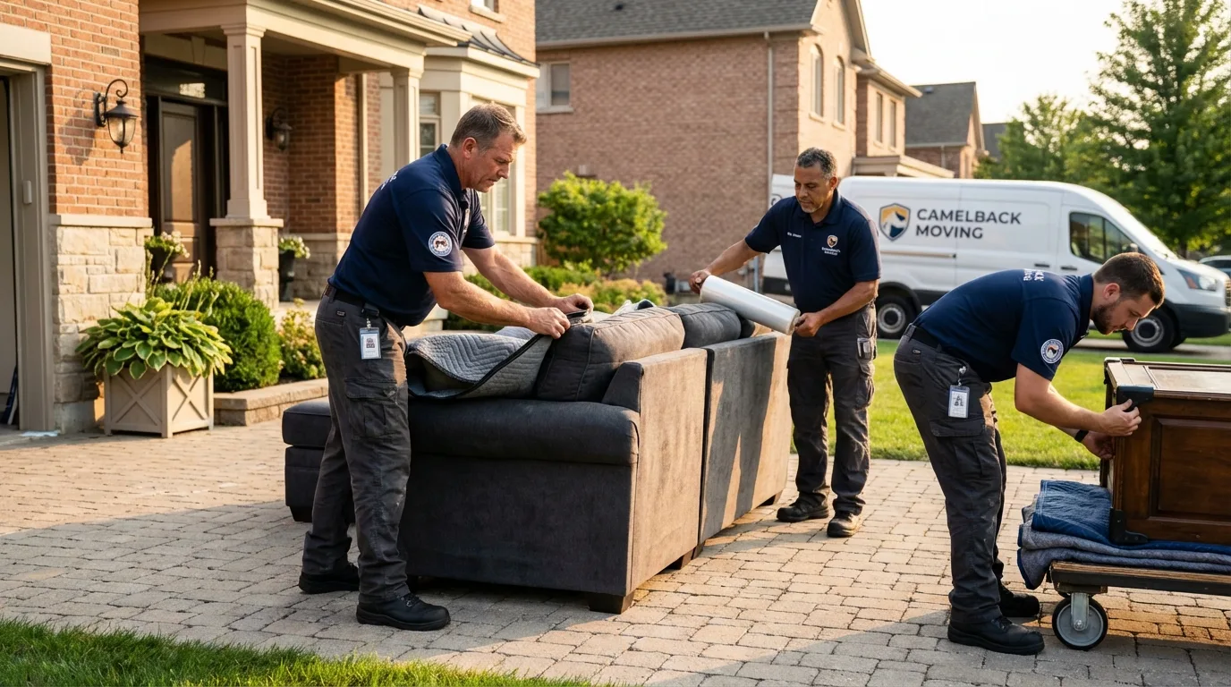Large estate moving crew wrapping furniture in Bellaire, MI